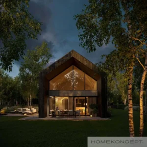 Homekoncept 114 projekt domu z tarasem dom drewniany szkieletowy firma Mildo Pomorze