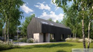 Homekoncept 114 projekt domu z tarasem dom drewniany szkieletowy firma Mildo Pomorze