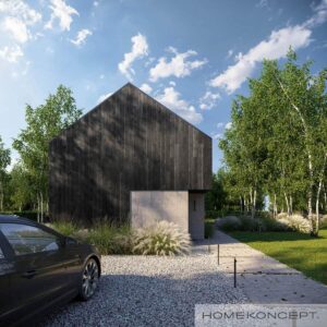 Homekoncept 114 projekt domu z tarasem dom drewniany szkieletowy firma Mildo Pomorze