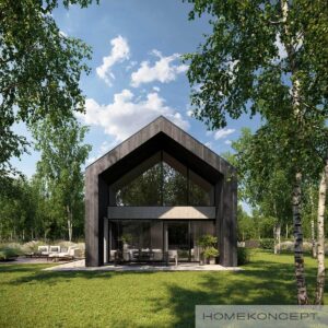 Homekoncept 114 projekt domu z tarasem dom drewniany szkieletowy firma Mildo Pomorze