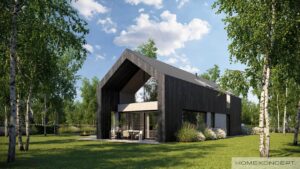 Homekoncept 114 projekt domu z tarasem dom drewniany szkieletowy firma Mildo Pomorze