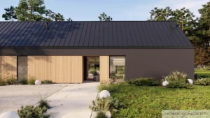 Homekoncept 118 projekt domu nowoczesna stodoła dom drewniany szkieletowy firma Mildo Pomorze