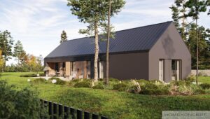 Homekoncept 118 projekt domu nowoczesna stodoła dom drewniany szkieletowy firma Mildo Pomorze