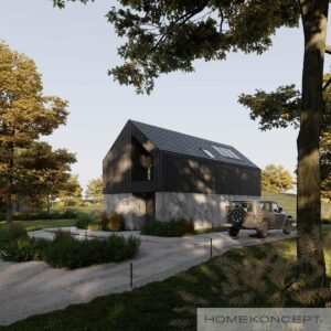 Homekoncept 129 projekt domu z tarasem dom drewniany szkieletowy firma Mildo Pomorze