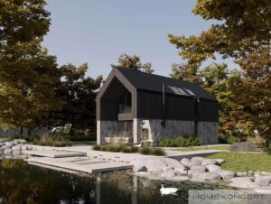 Homekoncept 129 projekt domu z tarasem dom drewniany szkieletowy firma Mildo Pomorze