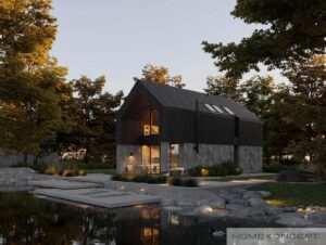 Homekoncept 129 projekt domu z tarasem dom drewniany szkieletowy firma Mildo Pomorze