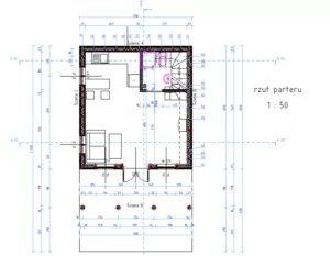 Teksas projekt domu rzut parteru dom drewniany szkieletowy z tarasem Mildo