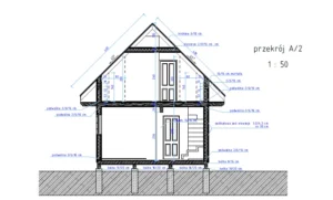 Teksas projekt domu przekrój dom drewniany szkieletowy z tarasem Mildo
