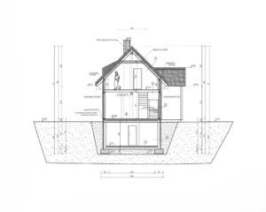 Teksas II projekt domu przekrój Mildo domy drewniane