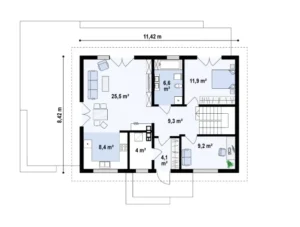 Z255 D projekt budowy domu parterowego Mildo domy drewniane