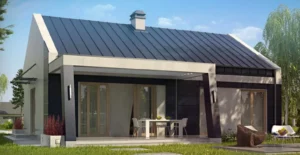 Z256 D projekt domu drewnianego szkieletowego parterowy Mildo