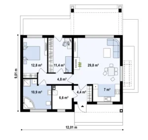 Z256 D projekt domu drewnianego szkieletowego parterowy Mildo