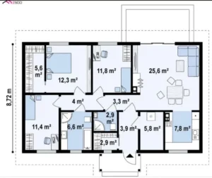Z369D projekt domu dom drewniany szkieletowy parterowy Mildo domy drewniane