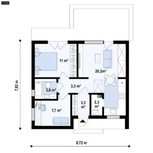 Z451D projekt domu drewnianego szkieletowego Mildo