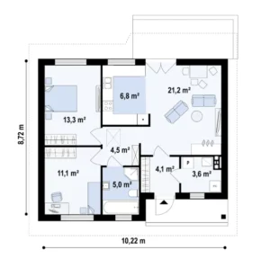 Z78 D projekt domu drewnianego szkieletowego Mildo