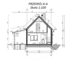 przekrój dom drewniany Oklahoma piętrowy modułowy szkieletowy firma Mildo Kaszuby Pomorze
